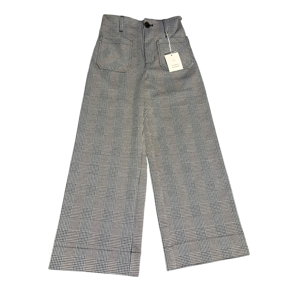 Lauren Conrad Wide Leg Pants Womens 0 Gray Plaid High Rise WL31X100RR2